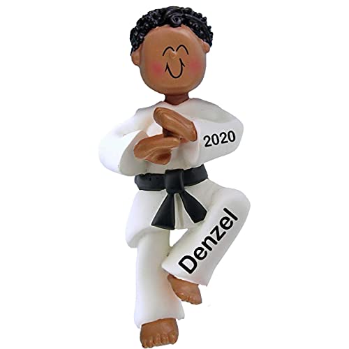Karate Boy Personalized Ornament (African American Boy)