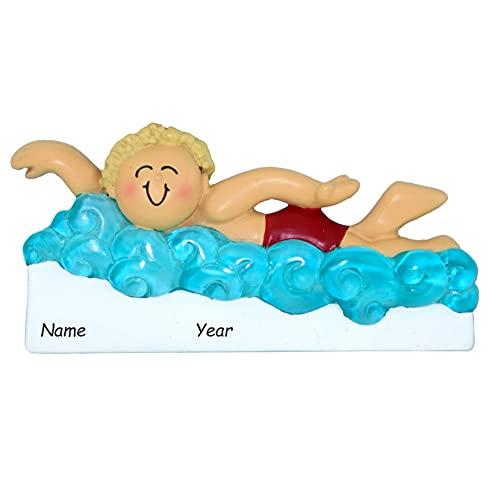 Learning to Swim Boy Personalized Ornament (Male Blonde) Default Title