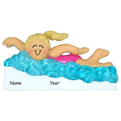Learning to Swim Girl Personalized Ornament (Female Blonde) Default Title