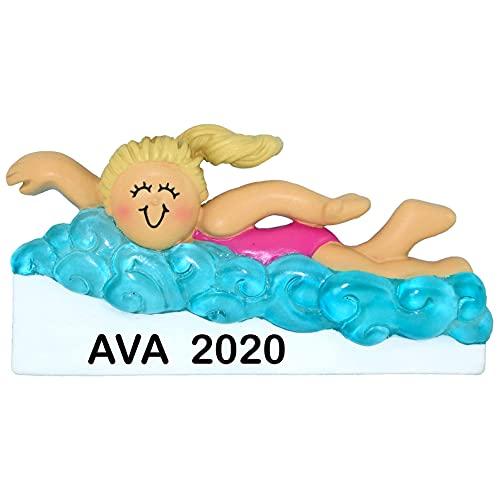 Learning to Swim Girl Personalized Ornament (Female Blonde)