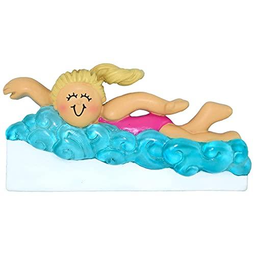 Learning to Swim Girl Personalized Ornament (Female Blonde)