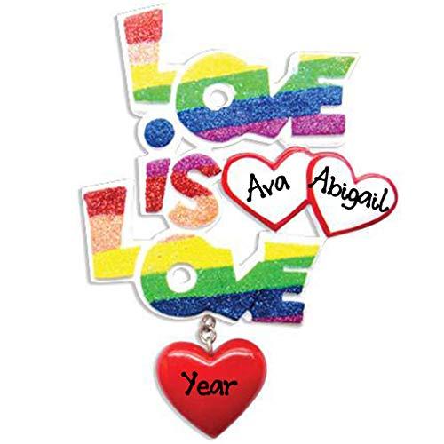 Love is Love Same Sex Couple Personalized Ornament