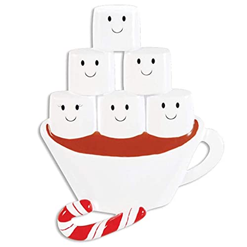 Marshmallow Hot Chocolate Personalized Ornament (Family of 6)