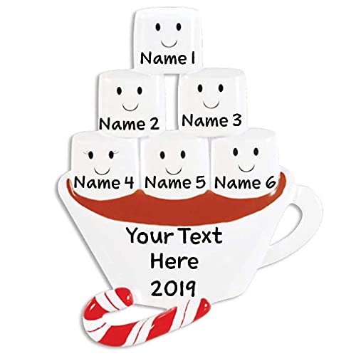 Marshmallow Hot Chocolate Personalized Ornament (Family of 6)