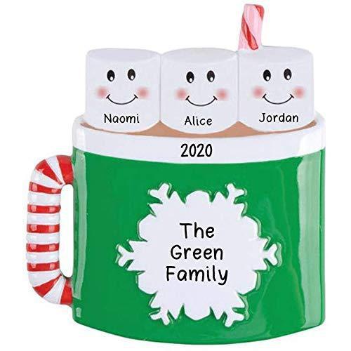 Marshmallow Mug Family Personalized Ornament (Family of 3)