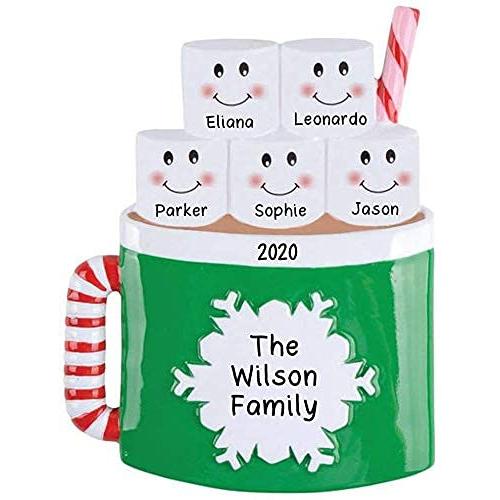 Marshmallow Mug Family Personalized Ornament (Family of 5)