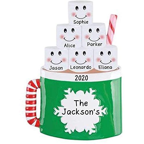 Marshmallow Mug Family Personalized Ornament (Family of 6)