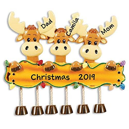 Moose Family Personalized Ornament (Family of 3)