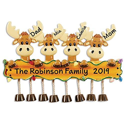 Moose Family Personalized Ornament (Family of 4)
