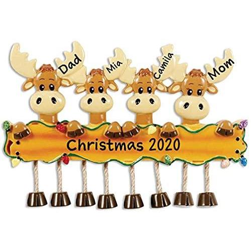 Moose Family Personalized Ornament (Family of 4)