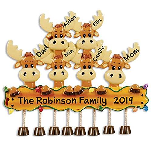 Moose Family Personalized Ornament (Family of 6)