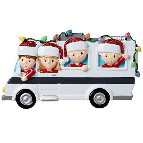 Motor Home Vacation RV Family Ornament (Family of 4)