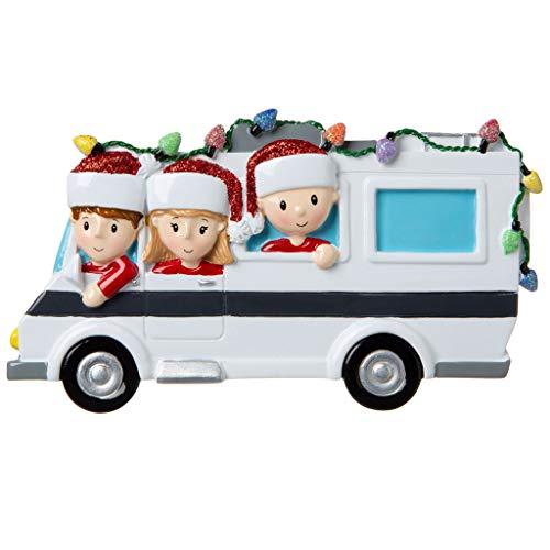 Motor Home Vacation RV Family Personalized Ornament (Family of 3)