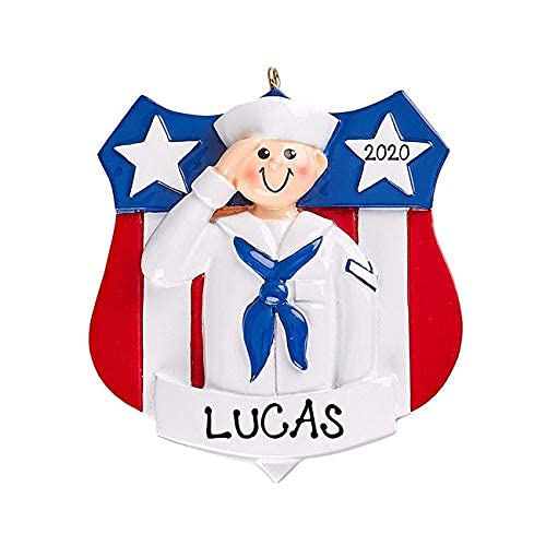 Navy Personalized Ornament (Navy Badge)