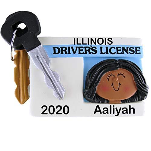 New Driver's License Girl Personalized Ornament (Female African American) Default Title