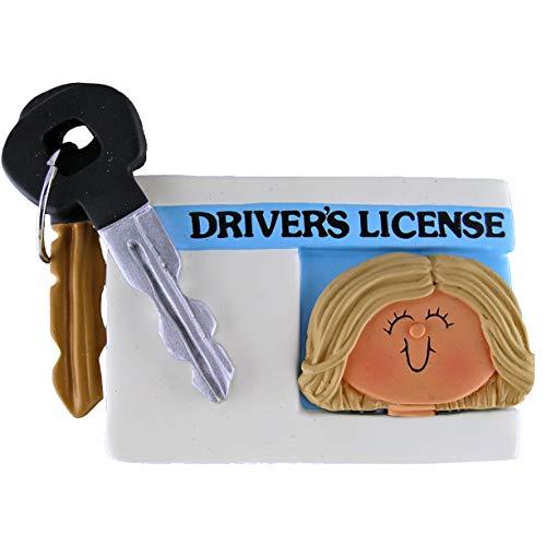 New Driver's License Girl Personalized Ornament (Female Blonde Hair)