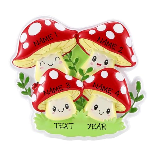 New Lucky Mushroom Family Personalized Ornament (Family of 4)