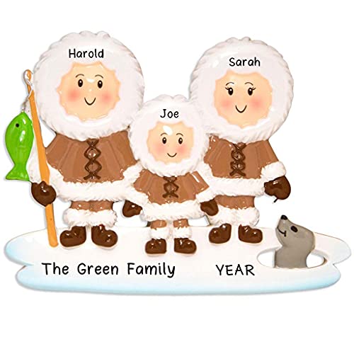 North Pole Eskimo Family Personalized Ornament (Family of 3) Default Title