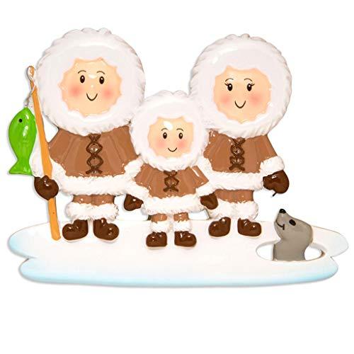 North Pole Eskimo Family Personalized Ornament (Family of 3)