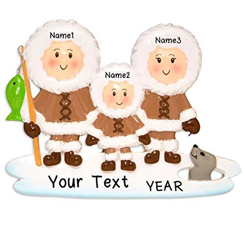 North Pole Eskimo Family Personalized Ornament (Family of 3)