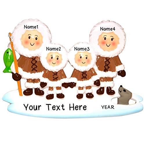 North Pole Eskimo Family Personalized Ornament (Family of 4)