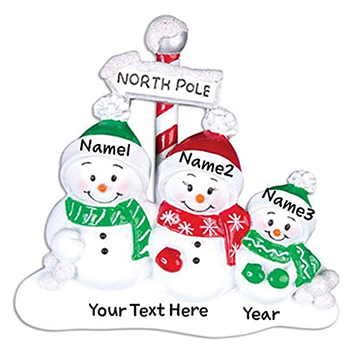 North Pole Snow Family Personalized Ornament (Family of 3) Default Title