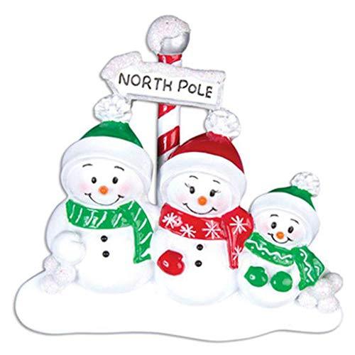 North Pole Snow Family Personalized Ornament (Family of 3)
