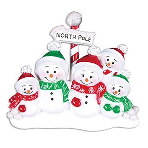 North Pole Snow Family Personalized Ornament (Family of 5)