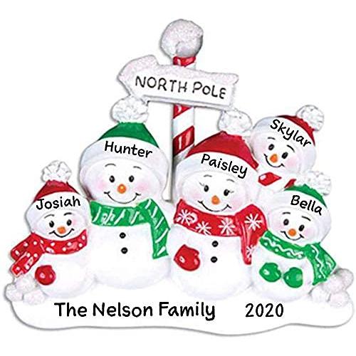 North Pole Snow Family Personalized Ornament (Family of 5)