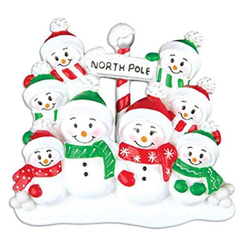 North Pole Snow Family Personalized Ornament (Family of 8)
