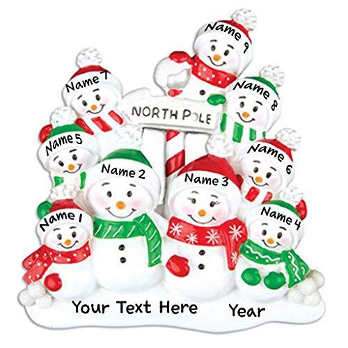 North Pole Snow Family Personalized Ornament (Family of 9) Default Title