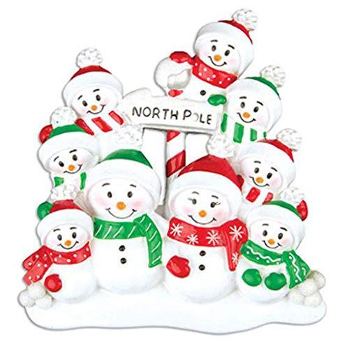 North Pole Snow Family Personalized Ornament (Family of 9)