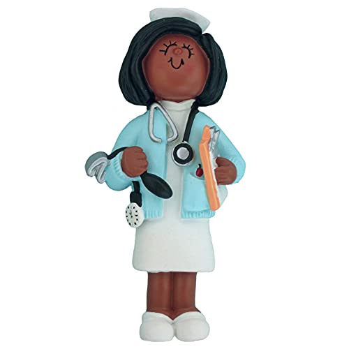 Nurse Girl Personalized Ornament (Female African American) Default Title