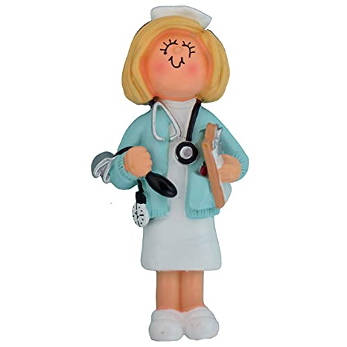 Nurse Girl Personalized Ornament (Female Blonde) Default Title