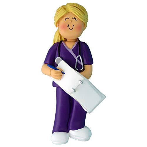 Nurse Girl Personalized Ornament (Scrubs Nurse Blonde) Default Title