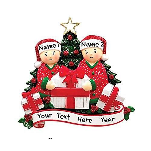 Opening Present Family Pajamas Personalized Ornament (Family of 2) Default Title