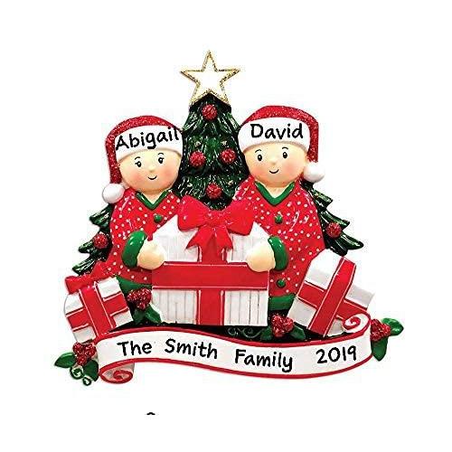 Opening Present Family Pajamas Personalized Ornament (Family of 2)
