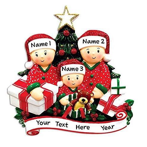 Opening Present Family Pajamas Personalized Ornament (Family of 3) Default Title