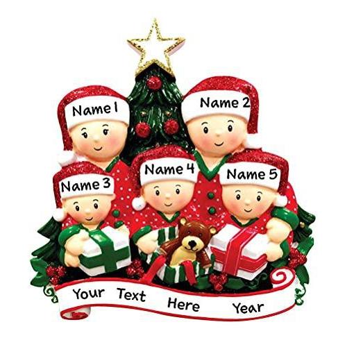 Opening Present Family Pajamas Personalized Ornament (Family of 5) Default Title
