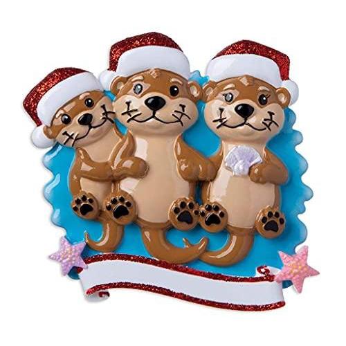 Otter Family Personalized Ornament (Family of 3)