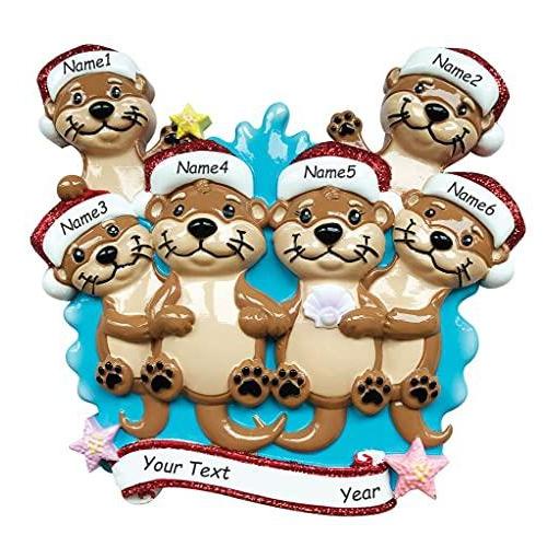 Otter Family Personalized Ornament (Family of 6) Default Title