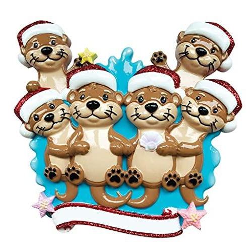 Otter Family Personalized Ornament (Family of 6)