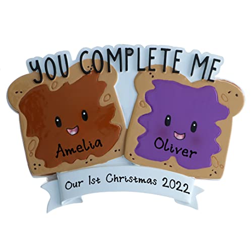PB&J You Complete Me Personalized Christmas Ornament for Couples