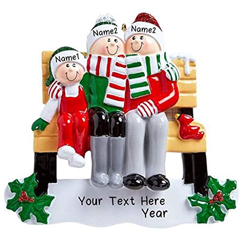 Park Bench Family Personalized Ornament (Family of 3) Default Title