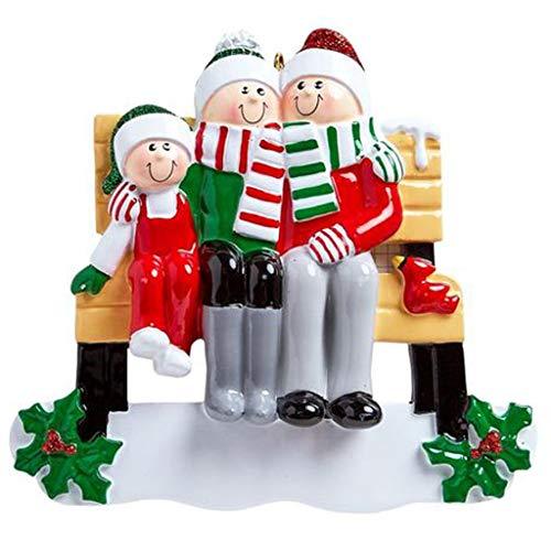Park Bench Family Personalized Ornament (Family of 3)