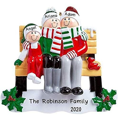 Park Bench Family Personalized Ornament (Family of 3)