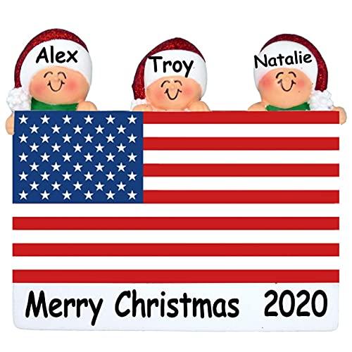Patriotic Family Ornament (Family of 3)