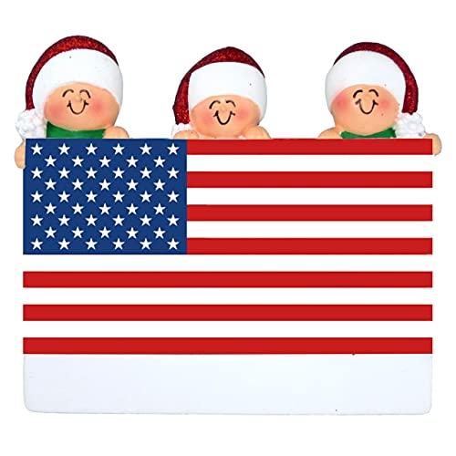 Patriotic Family Ornament (Family of 3)
