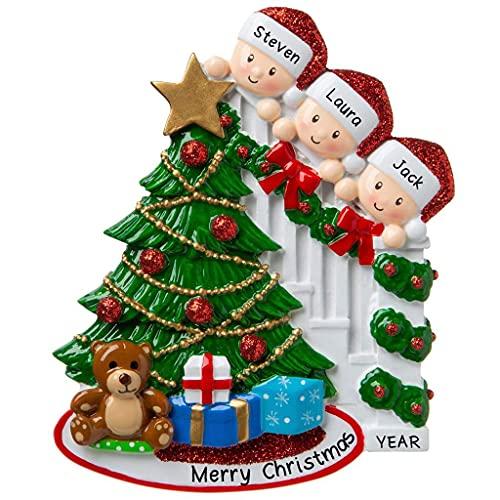 Peeking Family Personalized Ornament (Family of 3)
