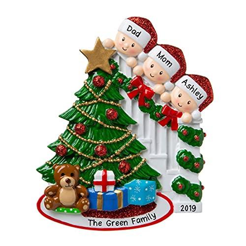 Peeking Family Personalized Ornament (Family of 3)